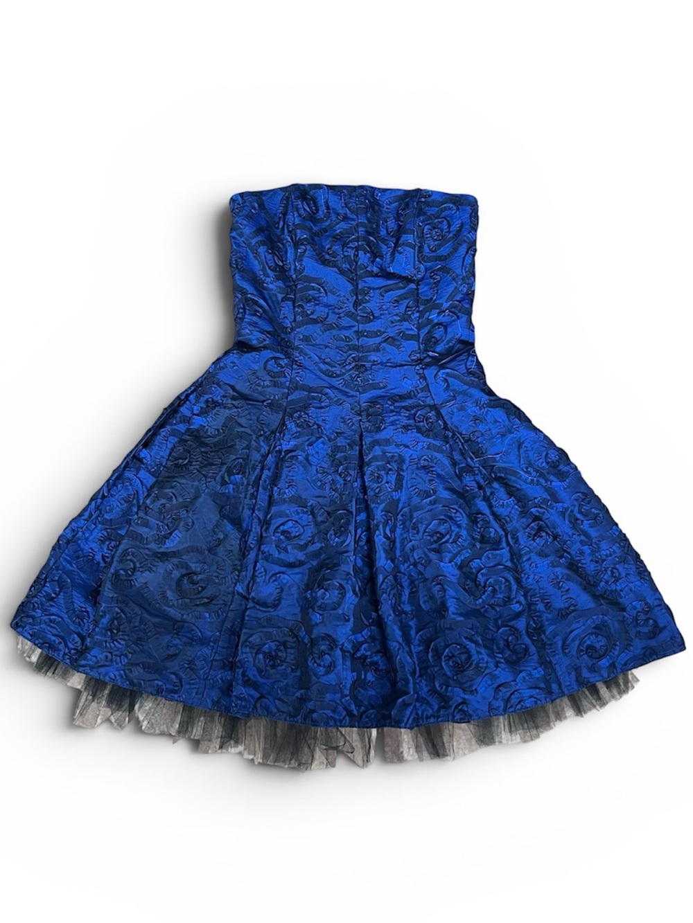 Jessica McClintock Vintage 90s Women’s Sz 2 Blue Strapless Mini Dress Tulle